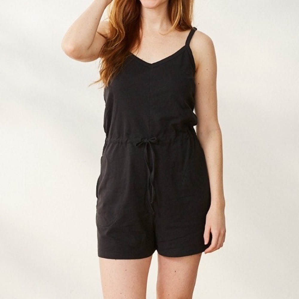 Black Coyuchi Women's Solstice Organic Short Romper, XS NWT